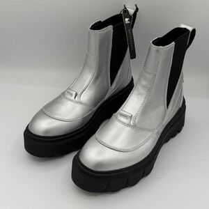 Sorel Women Caribou X Chelsea Platform Waterproof Boots Size US 8 Pure Silver